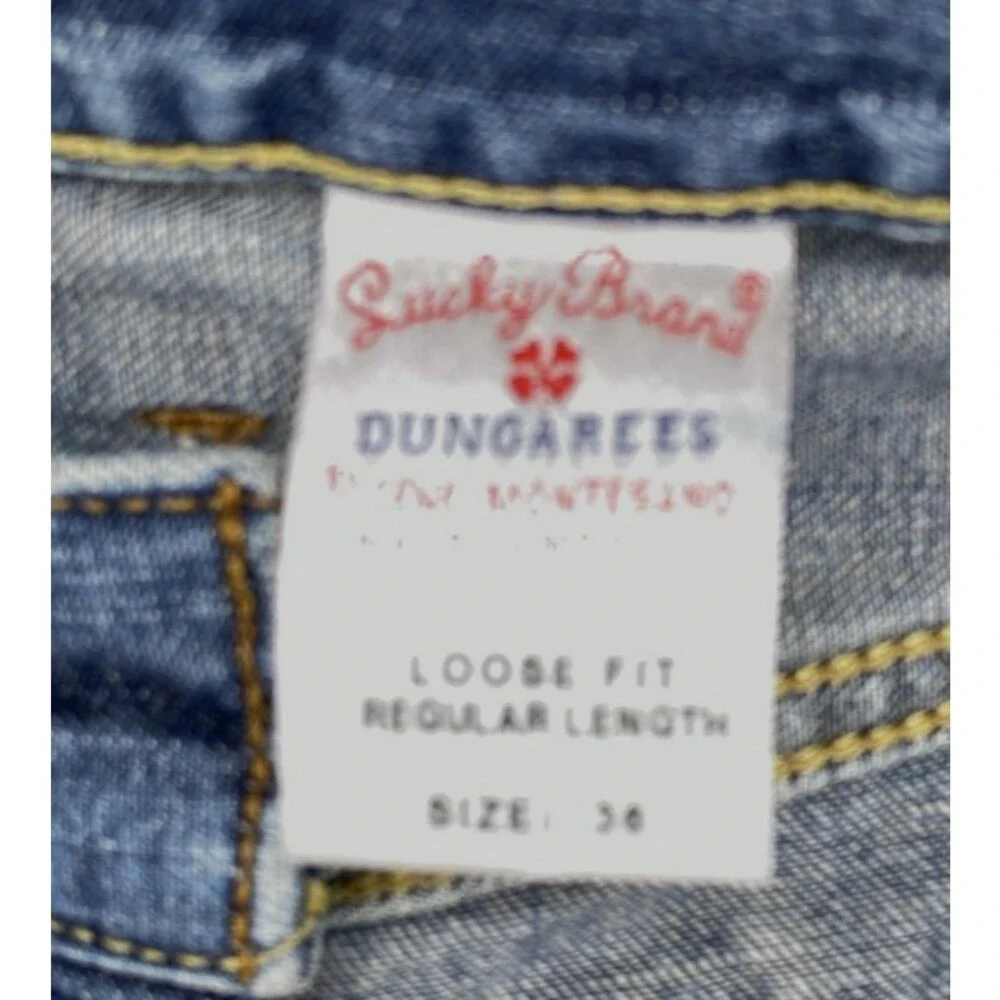 Lucky Brand Dungarees 36x28 Rivington Loose Fit Blue Jeans Vintage Made in Mexic